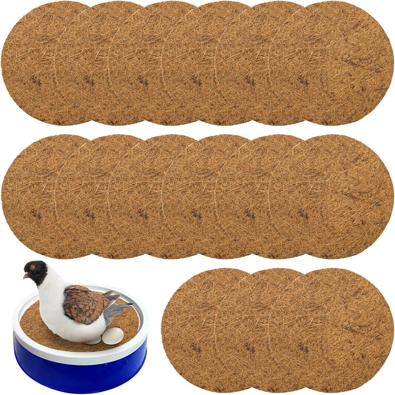 Eorbow 15 Packs Pigeon Nest Pads, Bird Breeding Mat for Chicken, Natural Coconut Fiber Bird Egg Mat, Nesting Bowl Box Pad for Parakeet Chicken, Pigeon Hatching Bedding Accessories - Image 1